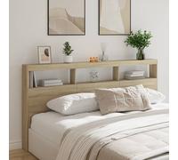 vidaXL Cabecero de Cama con Luz LED, Armario Decorativo con Almacenamiento, Cabecera para Pared, Mueble para Dormitorio Hogar