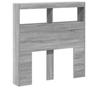 vidaXL Cabecero de Cama con Luz LED, Armario Decorativo con Almacenamiento, Cabecera para Pared, Mueble para Dormitorio Hogar, Gris Sonoma