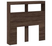 vidaXL Cabecero de Cama con Luz LED, Armario Decorativo con Almacenamiento, Cabecera para Pared, Mueble para Dormitorio Hogar, Marrón Roble