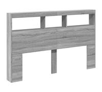 vidaXL Cabecero de Cama con Luz LED, Armario Decorativo con Almacenamiento, Cabecera para Pared, Mueble para Dormitorio Hogar, Gris Sonoma