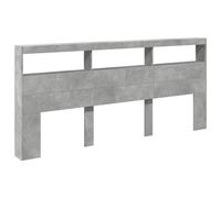 vidaXL Cabecero de Cama con Luz LED, Armario Decorativo con Almacenamiento, Cabecera para Pared, Mueble para Dormitorio Hogar, Gris Hormigón