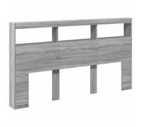 vidaXL Cabecero de Cama con Luz LED, Armario Decorativo con Almacenamiento, Cabecera para Pared, Mueble para Dormitorio Hogar, Gris Sonoma