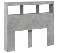 vidaXL Cabecero de Cama con Luz LED, Armario Decorativo con Almacenamiento, Cabecera para Pared, Mueble para Dormitorio Hogar, Gris Hormigón