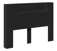vidaXL Cabecero de Cama con Luz LED, Armario Decorativo con Almacenamiento, Cabecera para Pared, Mueble para Dormitorio Hogar, Negro