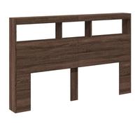 vidaXL Cabecero de Cama con Luz LED, Armario Decorativo con Almacenamiento, Cabecera para Pared, Mueble para Dormitorio Hogar, Marrón Roble