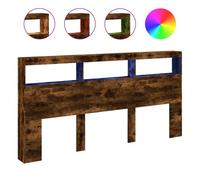 Vidaxl cabecero de cama con luz led roble ahumado 200x17x102 cm