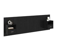 vidaXL Cabecero de Cama con mesitas con cajón 3 pcs Roble Negro, Decoración Moderna para Dormitorio, cabecero Flotante Rectangular, Muebles Que ahorran Espacio, iluminación LED, soluciones de収納