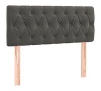 vidaxl Cabecero de cama de terciopelo gris oscuro, 100 x 78 x 78/88 cm, altura ajustable, patas de madera resistentes, decoración de dormitorio