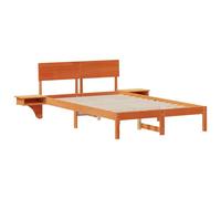 vidaXL Cabecero de Cama Platform de con mesitas, en Color marrón Cera, de Madera de Pino Maciza, 135 x 190 cm. Diseño Moderno, cabecero Integrado, se Monta fácil y rápido, es fácil de Limpiar y Solo