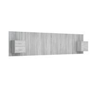 Vidaxl cabecero de cama y mesitas madera contrachapada gris sonoma