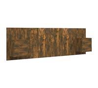 vidaXL Cabecero de Cama Cabezal Dormitorio Estructura Habitación Mobiliario Muebles Decoración Adorno y Mesitas Madera Contrachapada Roble Ahumado
