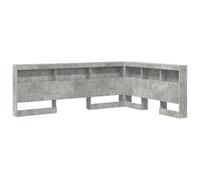 vidaXL Cabecero de Estante en Gris concreto, Hecho de Madera ingenierizada. Diseño en Forma de L, Mide 140 x 200 cm. Ahorra Espacio, Tiene Mucho Almacenamiento, se Limpia fácil, y es Ideal para Habit