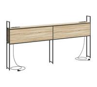vidaXL Cabecero de estantería Sonoma de 200 cm en Madera de ingeniería, con estación de Carga de Acero marrón. Tiene estantes espaciosos, Patas Antideslizantes y es para Uso Interior. Su diseño es mo