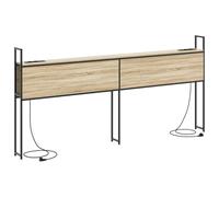 vidaXL Cabecero de librería en Roble Sonoma de 180 cm con Estructura de Madera compuesta, Puertos de Carga Integrados, Mucho Espacio de Almacenamiento, Marco de Acero Negro, Solo para Uso Interior, m