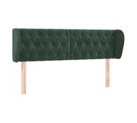 vidaXL Cabecero con Orejas Dormitorio Cama Tapizado Cabezal Acolchado Protector Elástico Prueba Polvo de Terciopelo Verde Oscuro 163x23x78/88 cm
