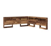 vidaXL Cabecero en Forma de L de con un Acabado de Madera Envejecida, 180 x 200 cm, Gran Espacio de Almacenamiento con estantes Integrados, diseño Que Ahorra Espacio, Mueble Minimalista para el dormi