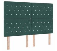 vidaXL Cabecero en Terciopelo Verde Oscuro, con Botones y Cristales. Acolchado y con Altura Ajustable, Decorar la Pared del Dormitorio. Estilo Moderno y cómodo.