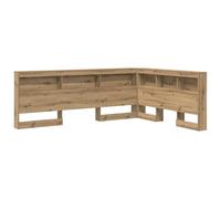 vidaXL Cabecero estantería en Roble Hecho a Mano, diseño en L de 135 cm, de Madera aglomerada, Independiente, con un montón de Espacio de Almacenamiento, fácil de Montar con un Destornillador, Ahorra