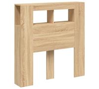 vidaXL Cabecero LED, Cabecera con Almacenaje, Cabezal de Cama, Cabecero para Dormitorio, Madera de Ingeniería Roble Sonoma 100x18,5x103,5 cm
