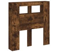 vidaXL Cabecero LED, Cabecera con Almacenaje, Cabezal de Cama, Cabecero para Dormitorio, Madera de Ingeniería Roble Ahumado 100x18,5x103,5 cm