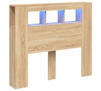 vidaXL Cabecero LED, Cabecera con Almacenaje, Cabezal de Cama, Cabecero para Dormitorio, Madera de Ingeniería Roble Sonoma 120x18,5x103,5 cm