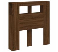 vidaXL Cabecero LED, Cabecera con Almacenaje, Cabezal de Cama, Cabecero para Dormitorio, Madera de Ingeniería Roble Marrón 100x18,5x103,5 cm