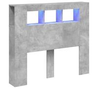 vidaXL Cabecero LED, Cabecera con Almacenaje, Cabezal de Cama, Cabecero para Dormitorio, Madera de Ingeniería Gris Hormigón 120x18,5x103,5 cm
