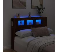 vidaXL Cabecero LED, Cabecera con Almacenaje, Cabezal de Cama, Cabecero para Dormitorio, Madera de Ingeniería Marrón Roble 140x18,5x103,5 cm