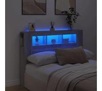 vidaXL Cabecero LED, Cabecera con Almacenaje, Cabezal de Cama, Cabecero para Dormitorio, Madera de Ingeniería Gris Sonoma 140x18,5x103,5 cm