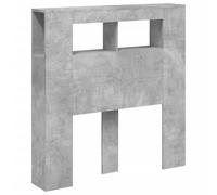 vidaXL Cabecero LED, Cabecera con Almacenaje, Cabezal de Cama, Cabecero para Dormitorio, Madera de Ingeniería Gris Hormigón 100x18,5x103,5 cm