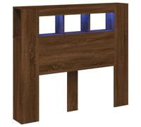 vidaXL Cabecero LED, Cabecera con Almacenaje, Cabezal de Cama, Cabecero para Dormitorio, Madera de Ingeniería Roble Marrón 120x18,5x103,5 cm