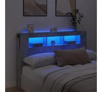 vidaXL Cabecero LED, Cabecera con Almacenaje, Cabezal de Cama, Cabecero para Dormitorio, Madera de Ingeniería Gris Hormigón 160x18,5x103,5 cm