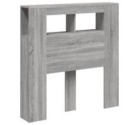 vidaXL Cabecero LED, Cabecera con Almacenaje, Cabezal de Cama, Cabecero para Dormitorio, Madera de Ingeniería Gris Sonoma 100x18,5x103,5 cm