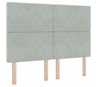 vidaXL Cabecera LED con Botones de Cristal Tufting Gris Claro Terciopelo 140 cm USB-C Montada en la Pared Muebles Modernos para Habitación Estilo Adulto Decoración Alta