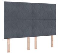 vidaXL Cabecero LED con diseño de Bloques de Diamante en Gris Oscuro, 144 cm, de Terciopelo. Tiene USB, Estilo contemporáneo, se Monta en la Pared y es Duradero con tapicería Suave. Ideal para el do