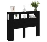 vidaXL Cabecero Cama LED Madera ingeniería Roble Negro 140x18,5x40 cm