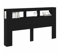 Cabecera moderna de madera de roble negro vidaXL con estantes empotrados para cama estándar, ideal para accesorios de dormitorio de adultos, estilo sólido