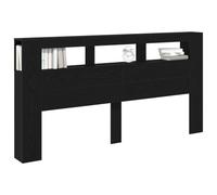 vidaXL Cabecera Contemporánea de Roble Negro para Camas con Estantes de Almacenamiento Madera de Ingeniería Duradera Acabado Mate Ideal para el Dormitorio