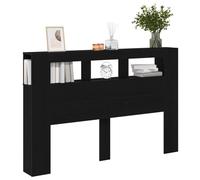vidaXL Cabecero Moderno LED en Roble Negro con USB y Luces Multicolores para Muebles de Dormitorio Adulto 160 cm de Largo 45 cm de Altura Almacenamiento Elegante Madera de Calidad Decoración para el H