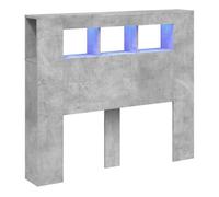 vidaXL Cabecero para cama LED con almacenaje Madera de ingeniería Gris Hormigón 120x18,5x103,5 cm