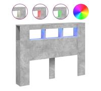 vidaXL Cabecero LED, Cabecera con Almacenaje, Cabezal de Cama, Cabecero para Dormitorio, Madera de Ingeniería Gris Hormigón 140x18,5x103,5 cm