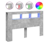 vidaXL Cabecero de cama LED con almacenaje Madera de ingeniería Gris Hormigón 160x18,5x103,5 cm