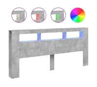 Vidaxl cabecero led madera ingeniería gris hormigón 220x18,5x103,5 cm