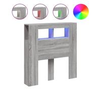 vidaXL Cabecero LED, Cabecera con Almacenaje, Cabezal de Cama, Cabecero para Dormitorio, Madera de Ingeniería Gris Sonoma 100x18,5x103,5 cm