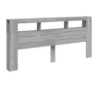vidaXL Cabecero con LED, Cabezal de Almacenaje, Cabecero para Cama, Cabecero Estantes Dormitorio, Madera de Ingeniería Gris Sonoma 220x18,5x103,5 cm