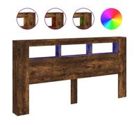 Vidaxl cabecero led madera ingeniería roble ahumado 200x18,5x103,5 cm