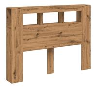 vidaXL Cabecero LED Madera ingeniería Roble Artisan 140x18,5x103,5 cm, cabecero, Cabezal de Cama, cabecero con estantes, cabecero de Cama