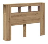 vidaXL Cabecero LED Madera ingeniería Roble Artisan 140x18,5x103,5 cm, cabecero, Cabezal de Cama, cabecero con estantes, cabecero de Cama