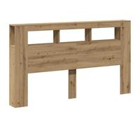 vidaXL Cabecero LED Madera ingeniería Roble Artisan 180x18,5x103,5 cm, cabecero, Cabezal de Cama, cabecero con estantes, cabecero de Cama