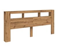 vidaXL Cabecero LED Madera ingeniería Roble Artisan 220x18,5x103,5 cm, cabecero, Cabezal de Cama, cabecero con estantes, cabecero de Cama